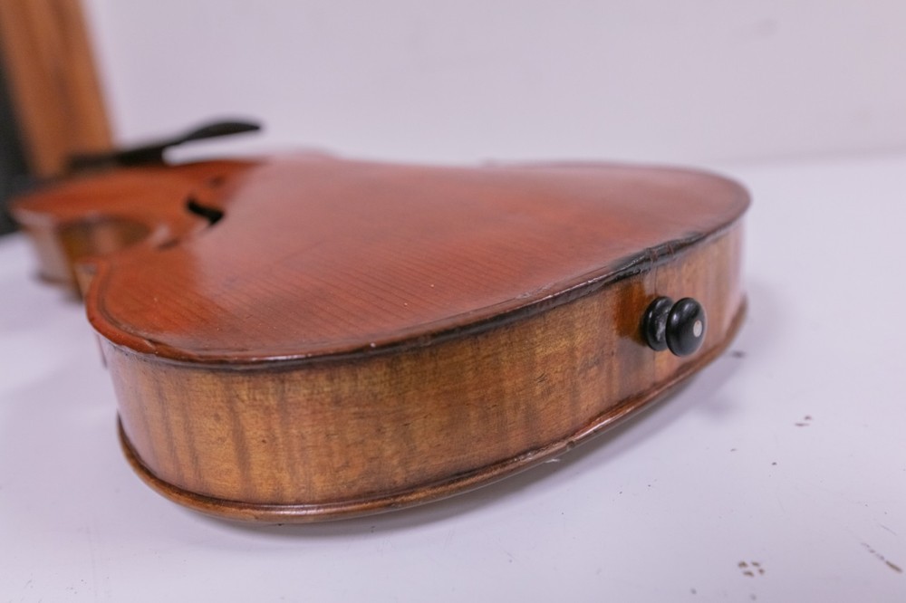 Antique - German 4/4 Stradivarius Violin - Needs Strings w/ Case & Bow