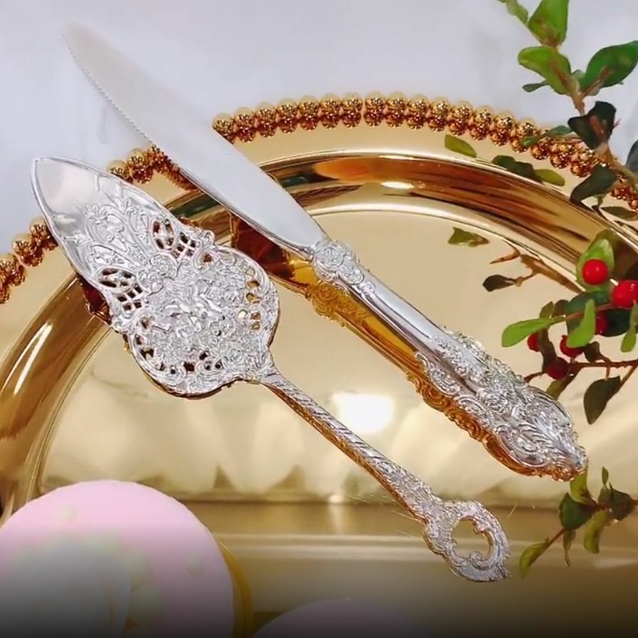 Wedding Cake Tools Set Elegant Wedding Cake Silver Shovel Knife Wedding Decora