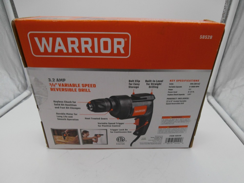 NEW "WARRIOR" Brand 3/8 Variable Speed Reversable Drill 110V