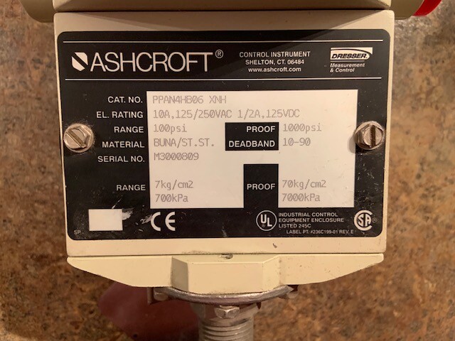 Ashcroft PPAN4HB06 XNH Pressure Switch