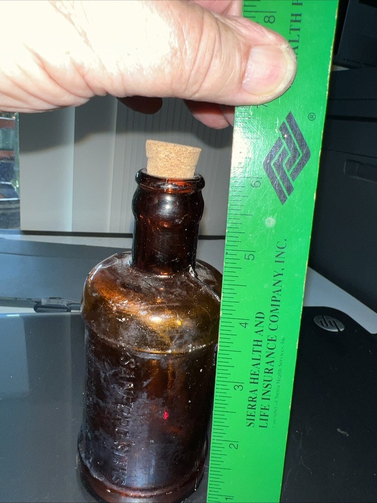 SANFORD'S INKS & LIBRARY PASTE #3 Corked 6" TALL BOTTLE AMBER