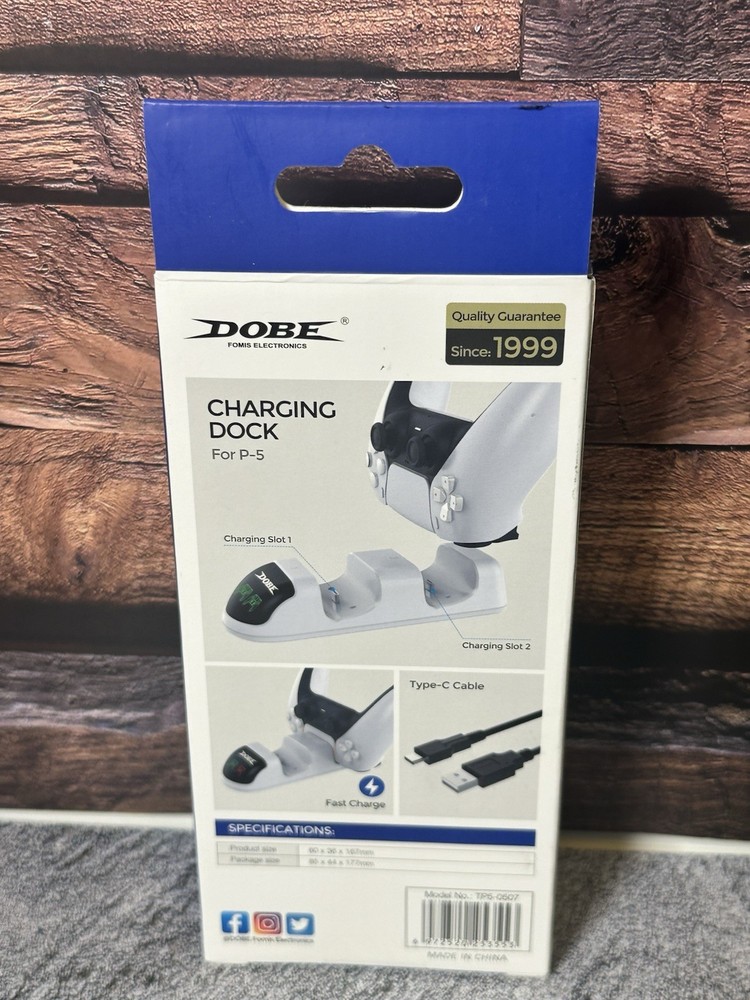 Dobe Dual PS5 Controller Fast Charging Dock, Compact and Lightweight, White