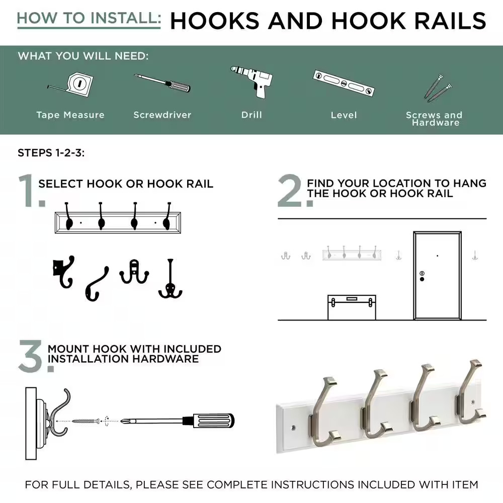 12 In. L Black Double Mail Basket Holder with Hooks