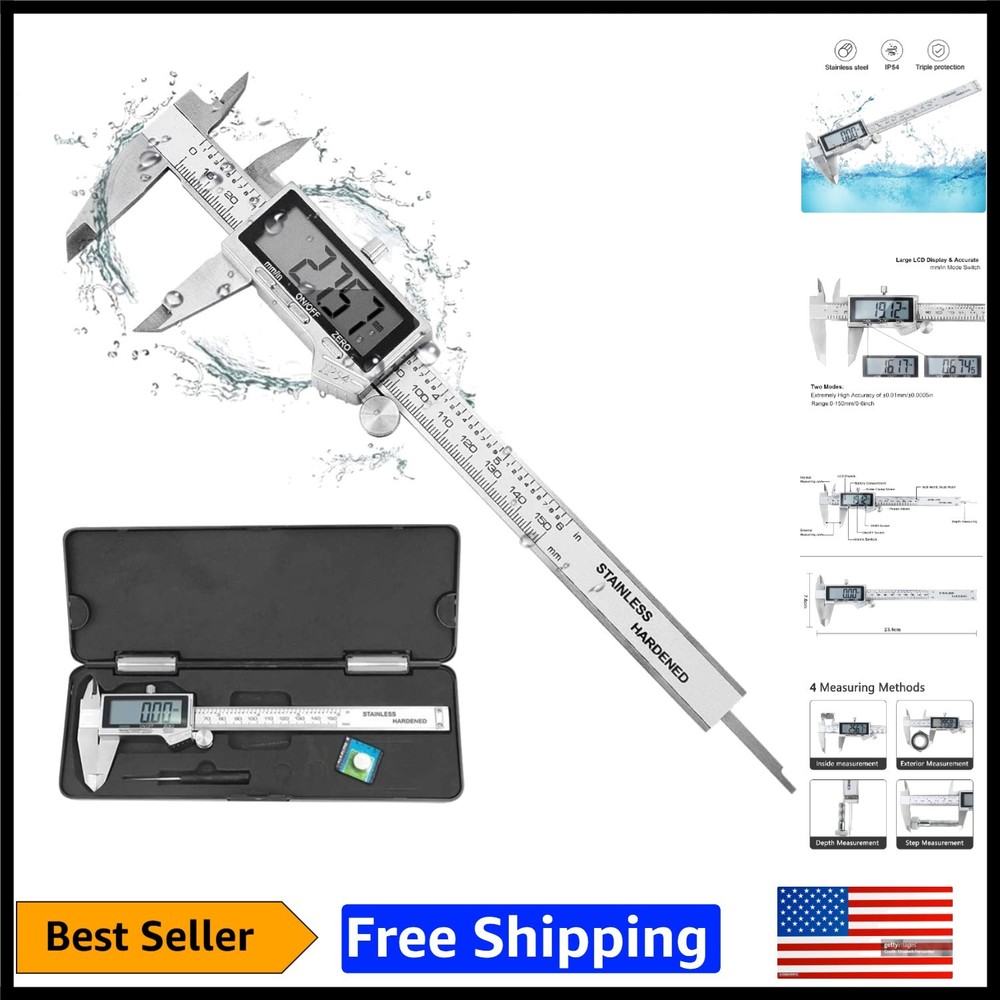 Precision 6 Inch Electronic Digital Vernier Caliper with Extra-Large LCD