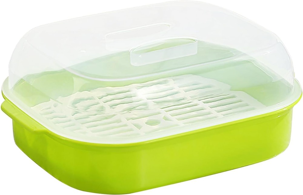 Plastic Microwave Heating Steamer with Lid and Tray