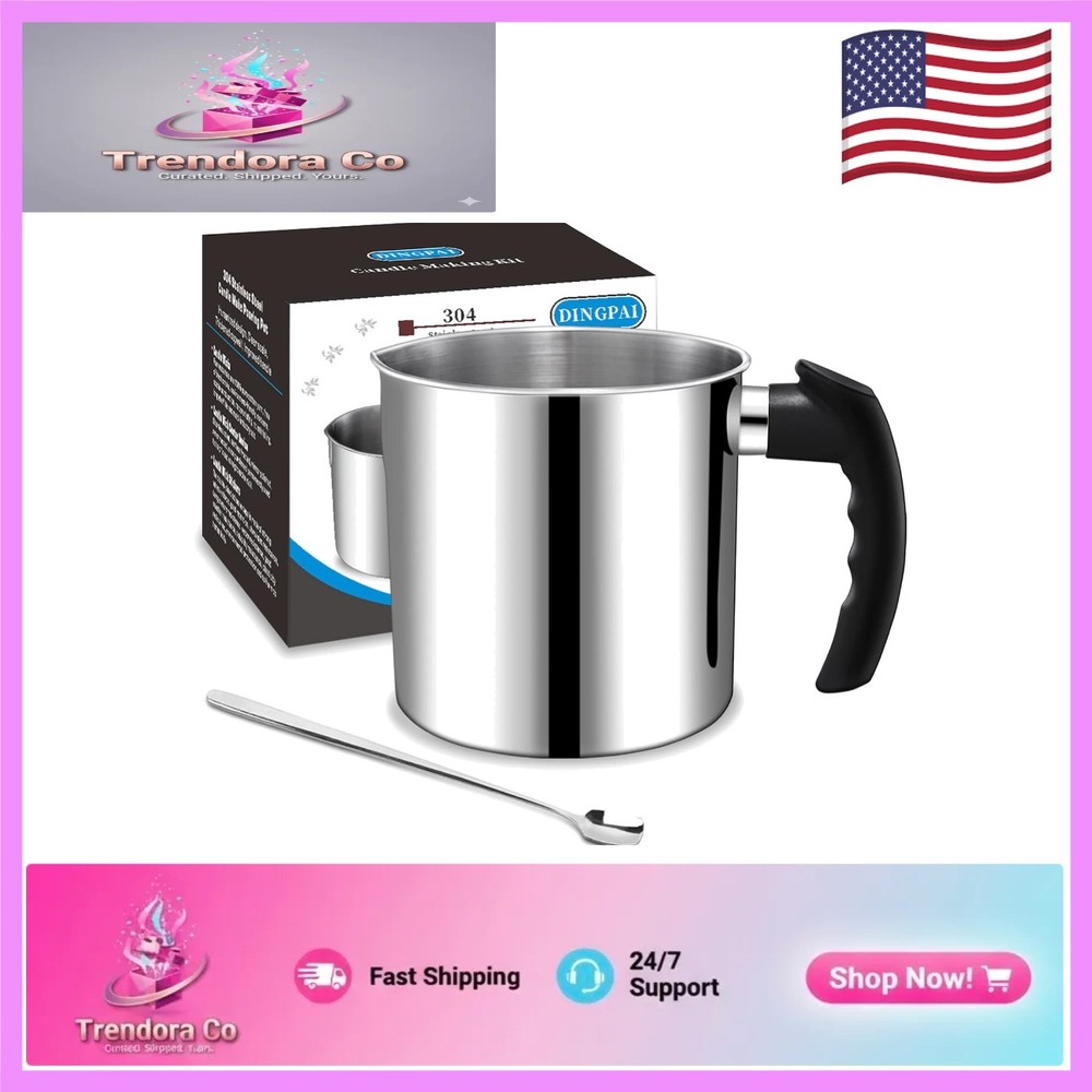 Large Capacity 44oz Candle Making Pot - Easy Dripless Pouring & Spoon Included