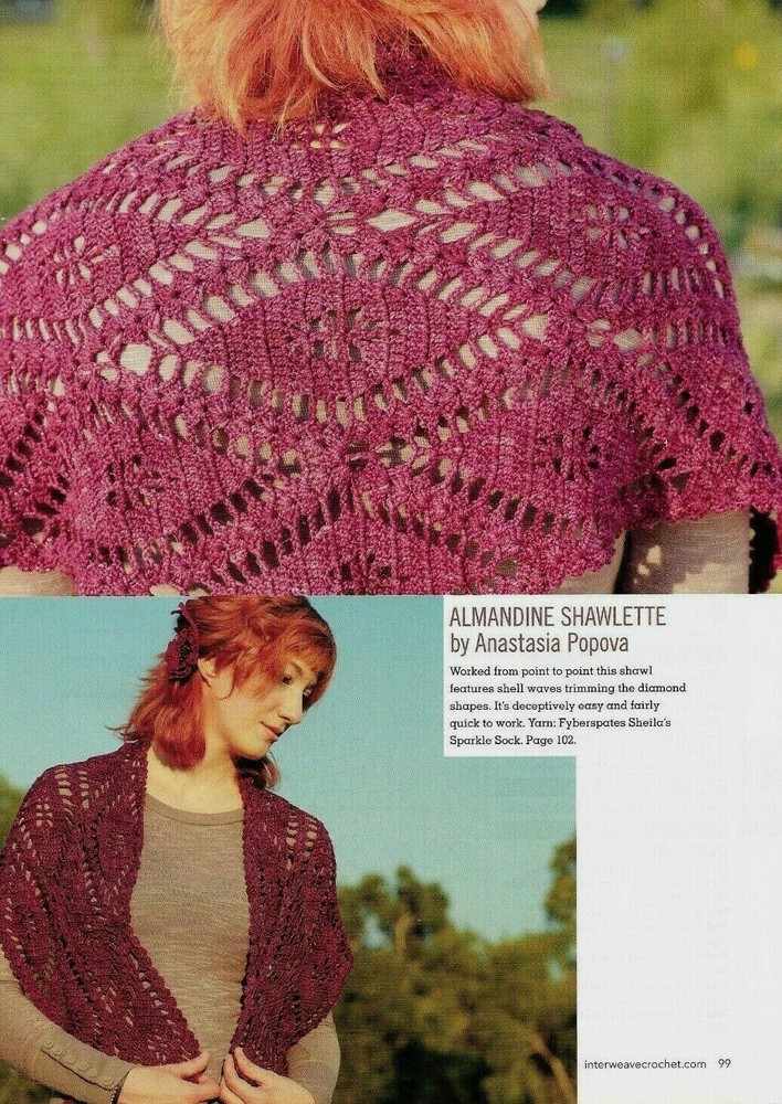 ALMANDINE SHAWLETTE WRAP WOMEN'S CROCHET PATTERN INSTRUCTIONS