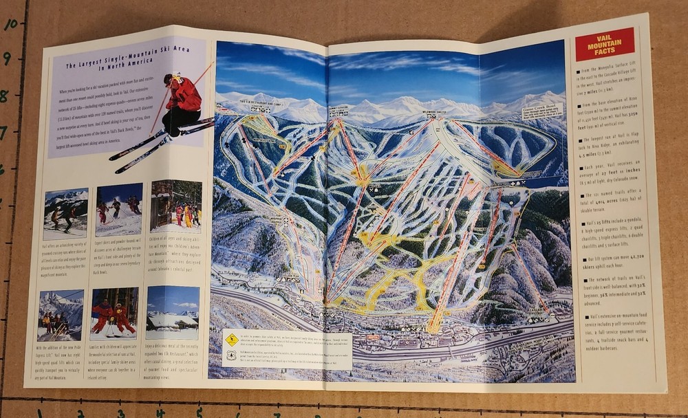 1993/94 VAIL SKI AREA 20P BROCHURE W/ TRAIL MAP. MINT