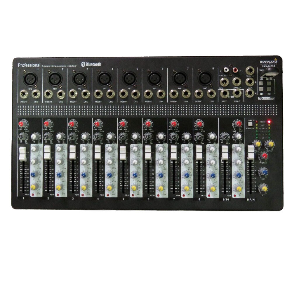 10 Channel Audio Sound Mixer Function Recording Mixing Console Effects USB Mix