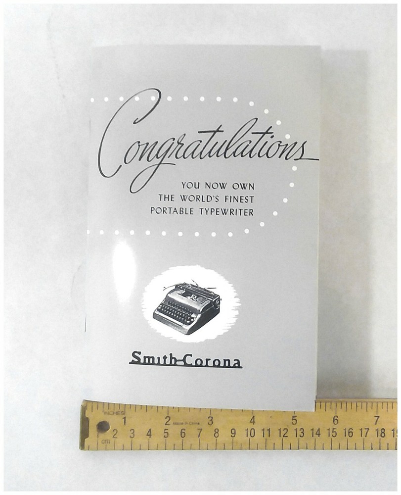 Smith Corona Silent Super Typewriter User Manual Owners Manual Instruction 1950s