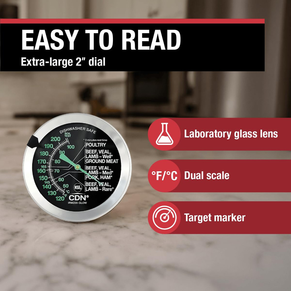 Ovenproof Meat Thermometer – Glow Dial | Proaccurate® | 2" Easy-Read Dial | Wate