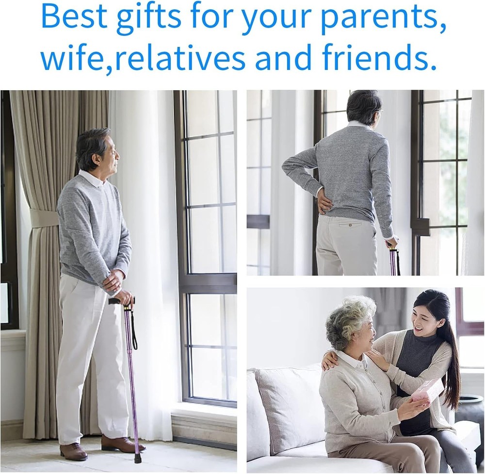 Elegant & Functional Folding Cane - Supports 330 lbs, Adjustable Height Options