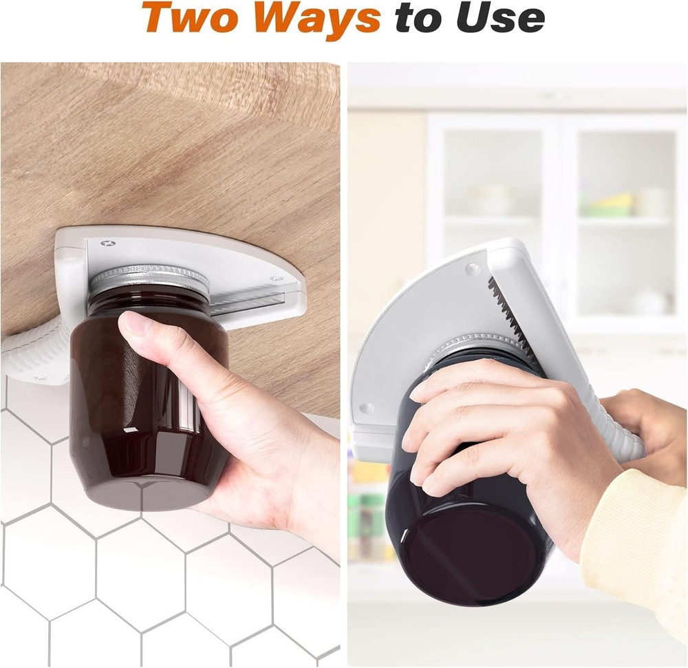 Jar Opener for Weak Hands Effortless Open Lids Under Cabinet Mount and Handheld