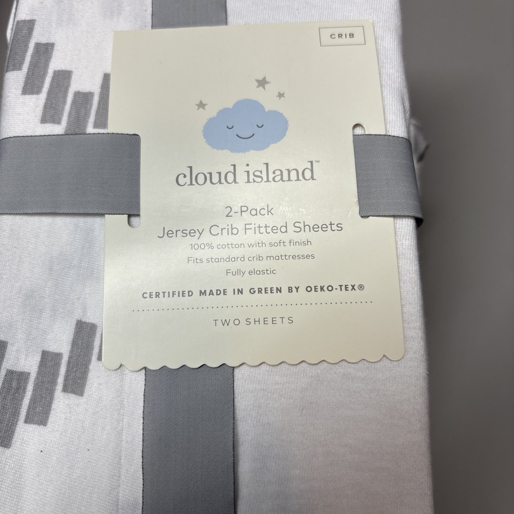 Cloud Island 2 Pack Jersey Crib Fitted Sheets Gray and White New with Tags