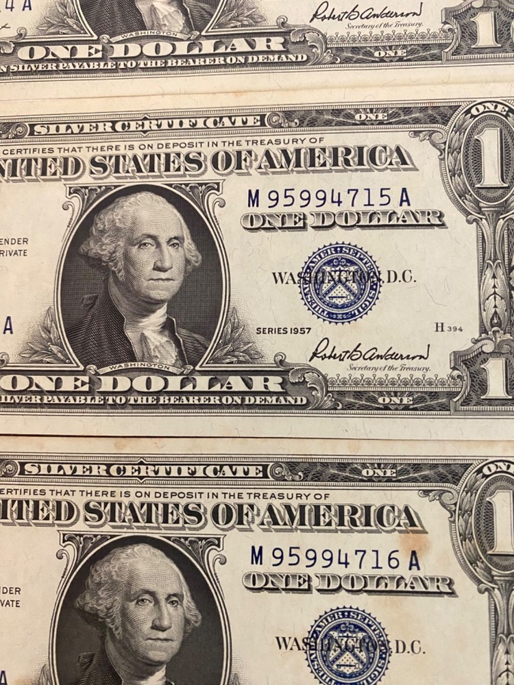 1957 A (6) consecutive numbered certificate notes