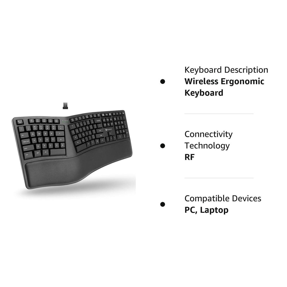 X9 Wireless Ergonomic Keyboard - Split Keyboard with Cushioned Wrist Rest - T...