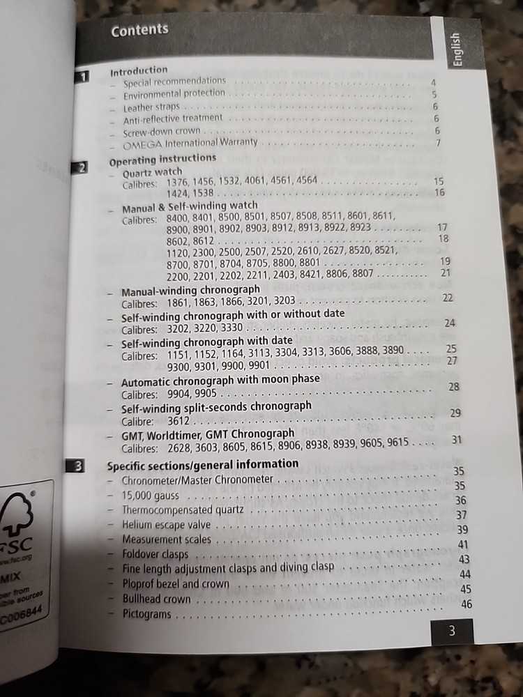 Omega Operating Instructions Booklet Manual