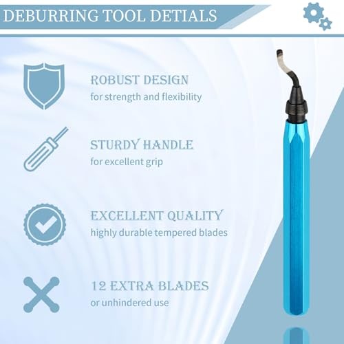 Deburring Tool with 12 High Speed Steel Blades, Deburring Tool 3D Blue