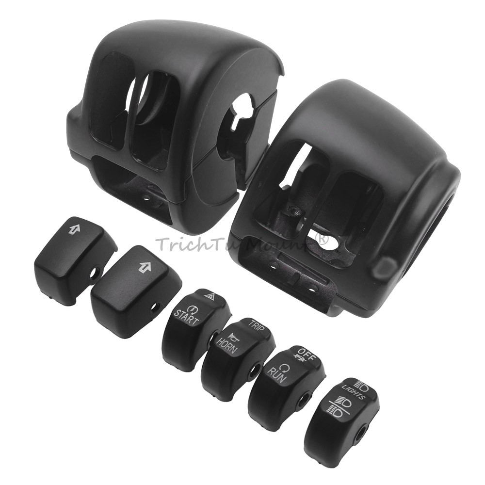 8PCS Handlebar Control Switch Housings Cover Button Caps For Harley Dyna Softail