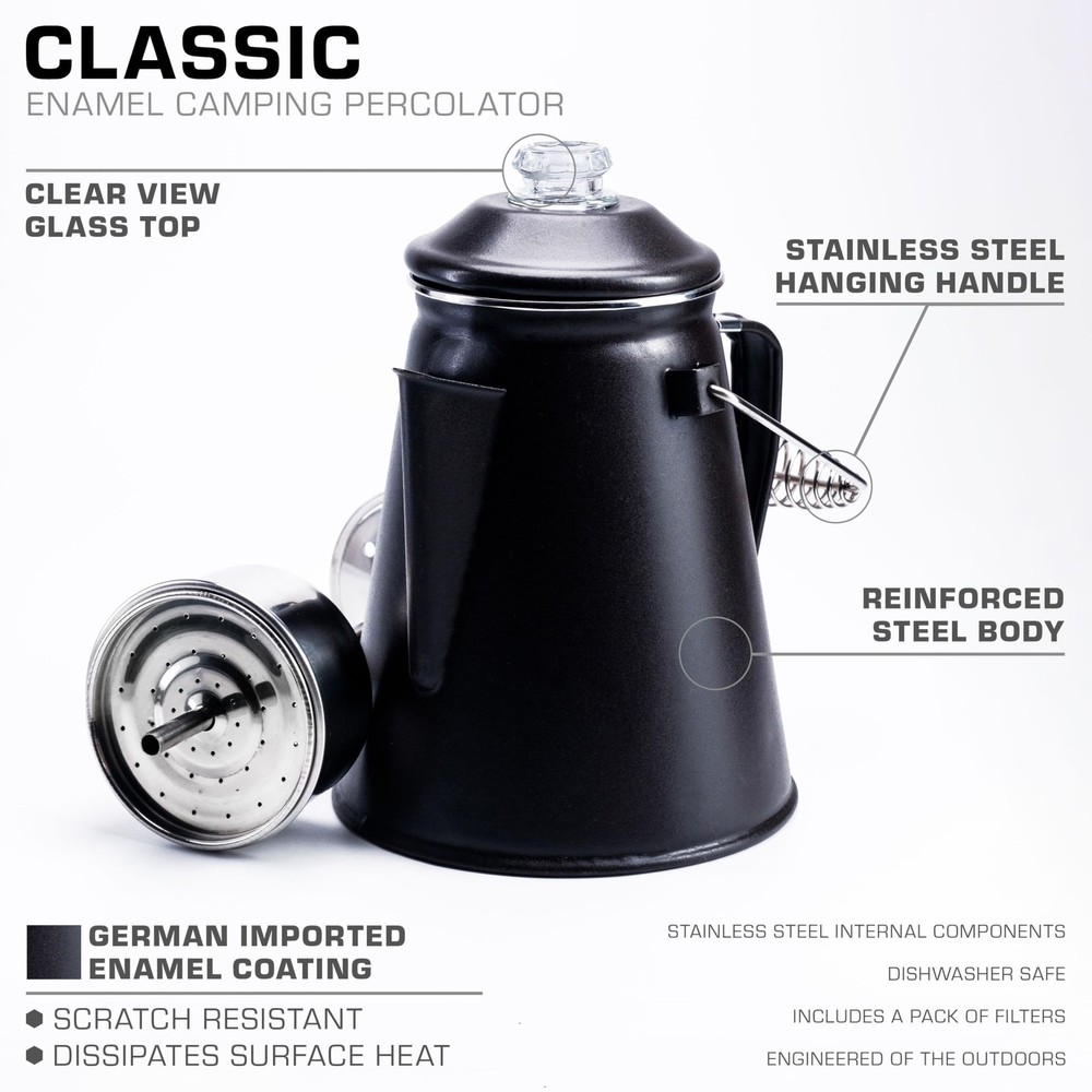 COLETTI Classic Coffee Percolator — Percolator Coffee Pot Camp Coffee Maker –