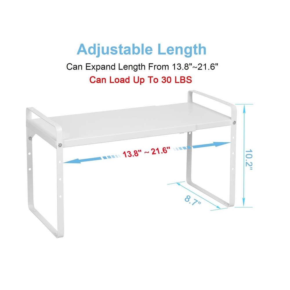 Set of 2 Expandable Cabinet Shelf Organizer, Stackable Kitchen Countertop She...