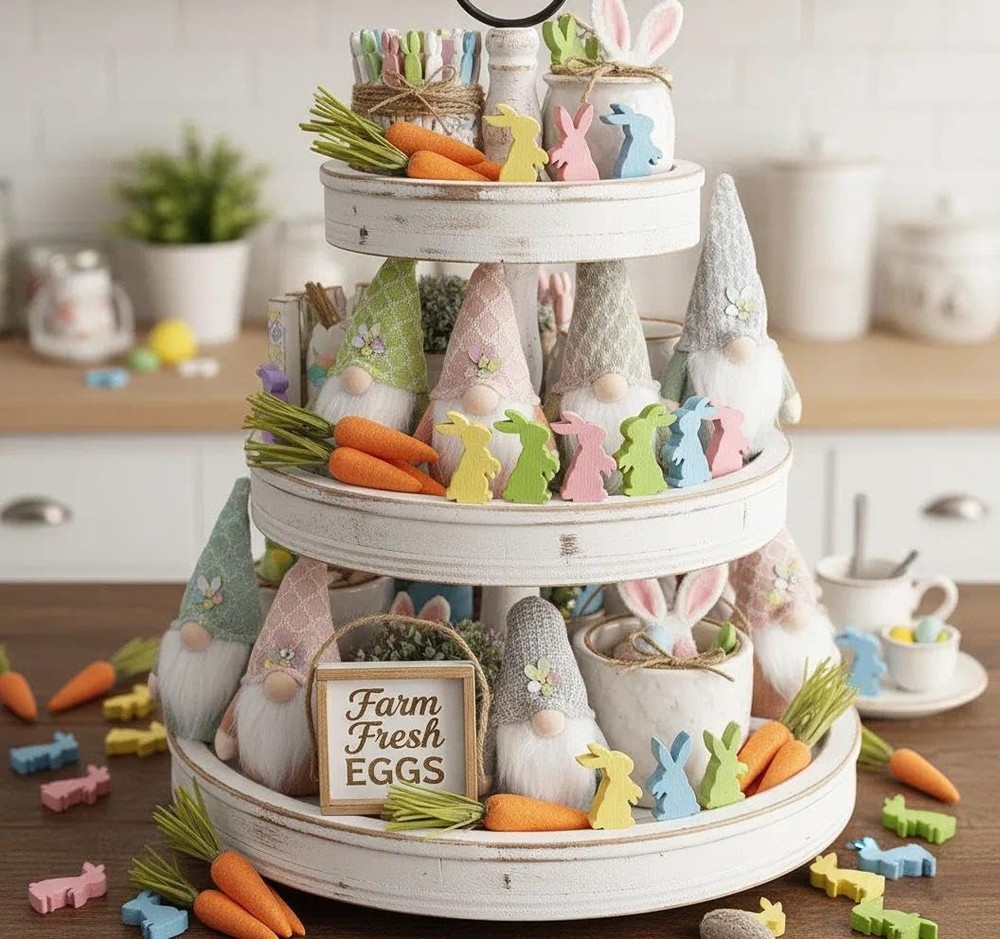 60 Pcs Mini Wooden Easter Bunny Flatbacks, Double-Sided Mini Easter Figurines...