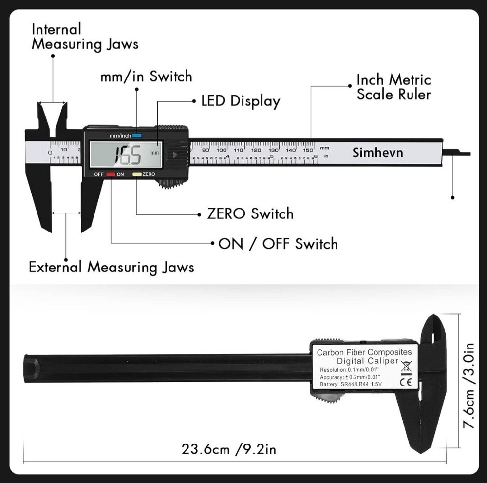 Electronic Digital Calipers, inch and Millimeter Conversion,LCD Screen...