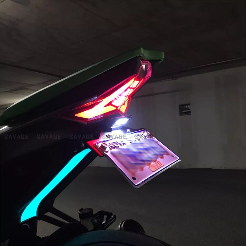 Motorcycle License Plate Bracket Mount Tail Light Side /w LED Light Aluminum US