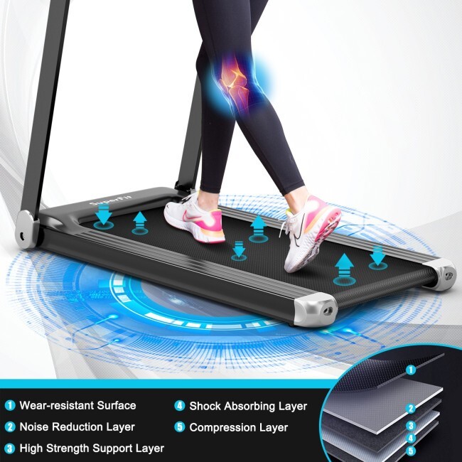 Folding Compact Walking Running Machine Electric Treadmill w/APP Control Speaker