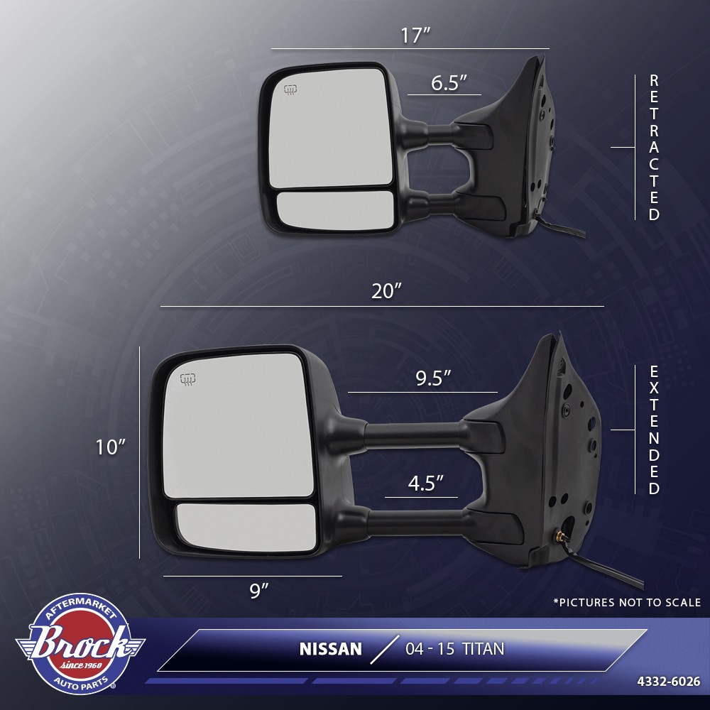 Power Towing Mirror For 2004-2015 TITAN Extendable Memory Heated Right