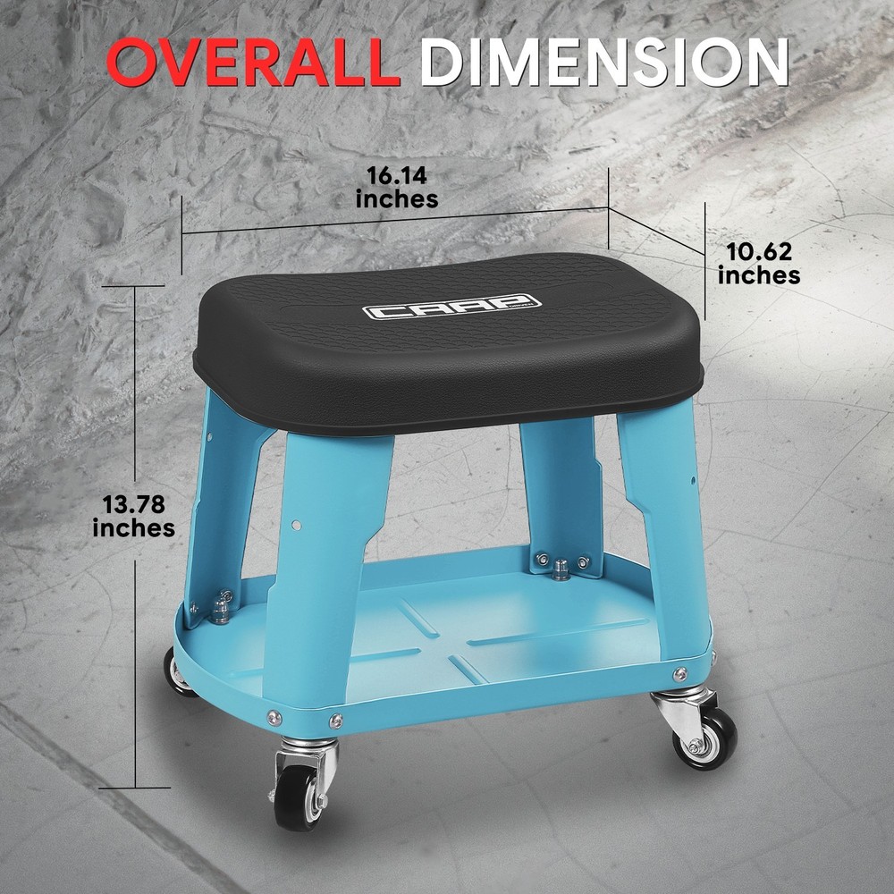 Removable Mechanic Stool Rolling Workshop Mobile Seat w/ Storage Tray Sky Blue