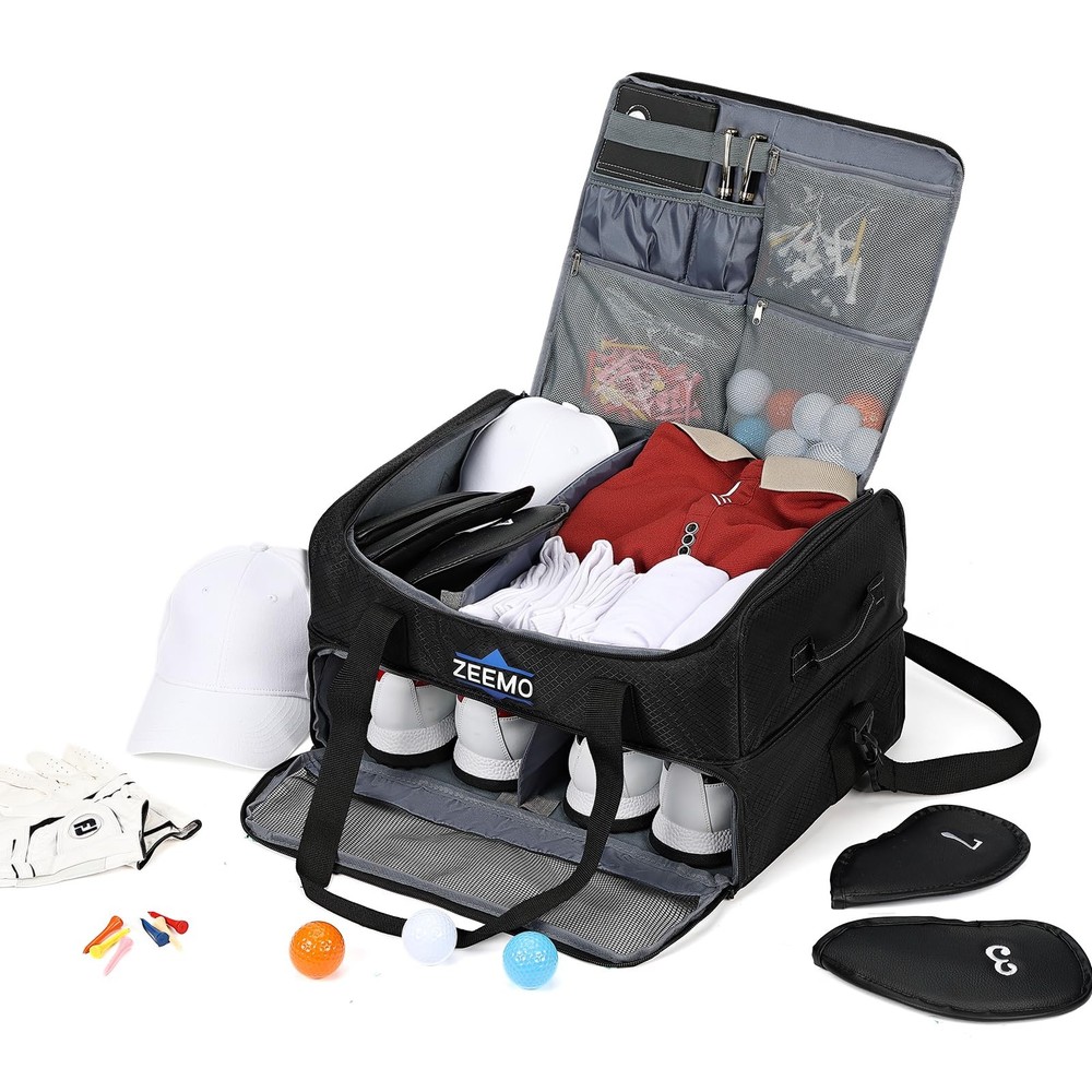 ZEEMO Golf Trunk Organizer, 2 Layer Car Locker with Ventilated Black
