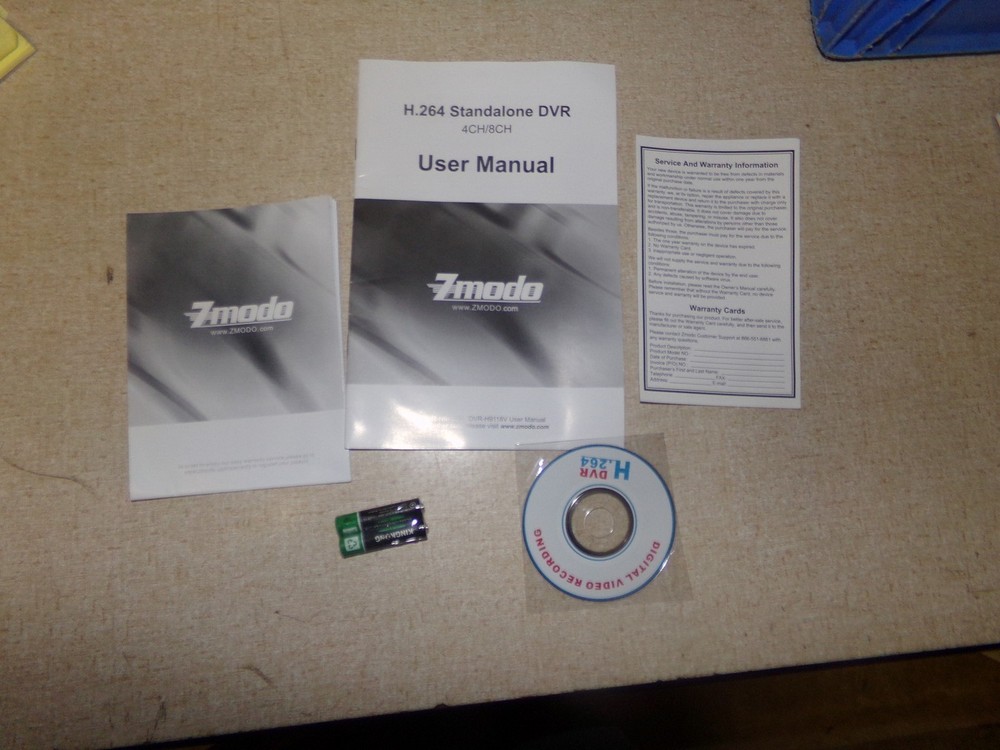 Zmodo H.264 Standalone DVR User's Manual and CD *FREE SHIPPING*