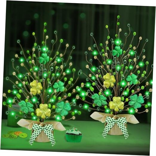 St. Patrick's Day Decorations, 2 Pack 18 Inch Lighted St. Patrick's Day Tree