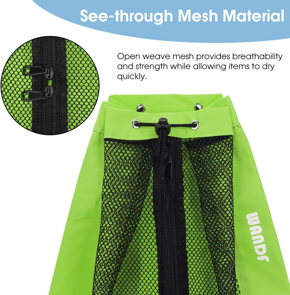 Swim Bag Mesh Drawstring Backpack Beach Backpack for Swimming, Gym, and Workout