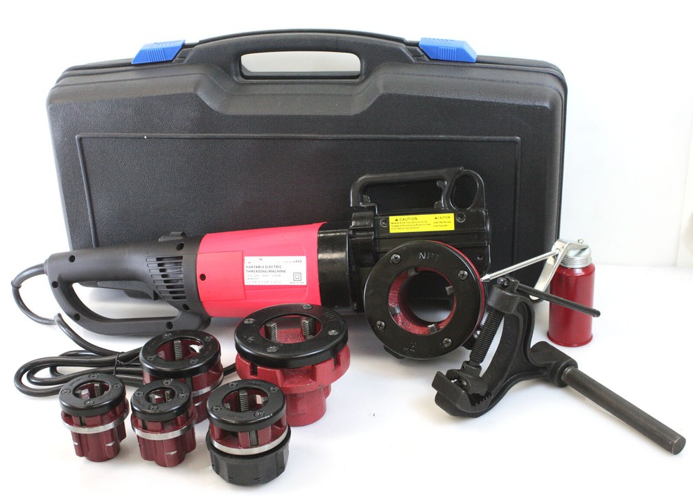 Handheld 2000W Electric Pipe Threader Threading Machine w/6 NPT Dies 1/2"- 2"