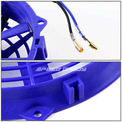 UNIVERSAL SLIM 12" PULL/PUSH RADIATOR ENGINE BAY COOLING FAN+MOUNTING KIT BLUE