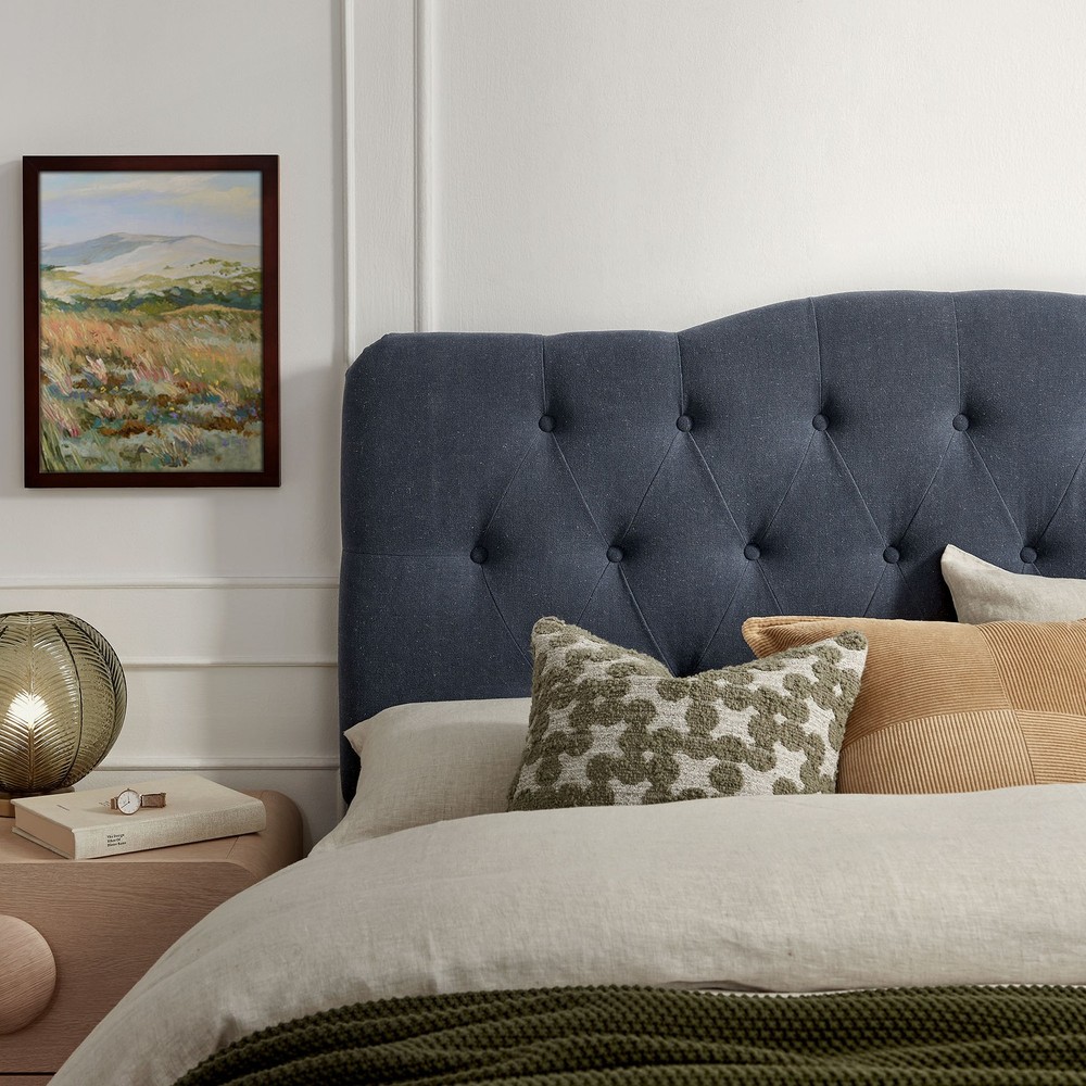 Annabel Premium Linen Blend King Headboard in Denim