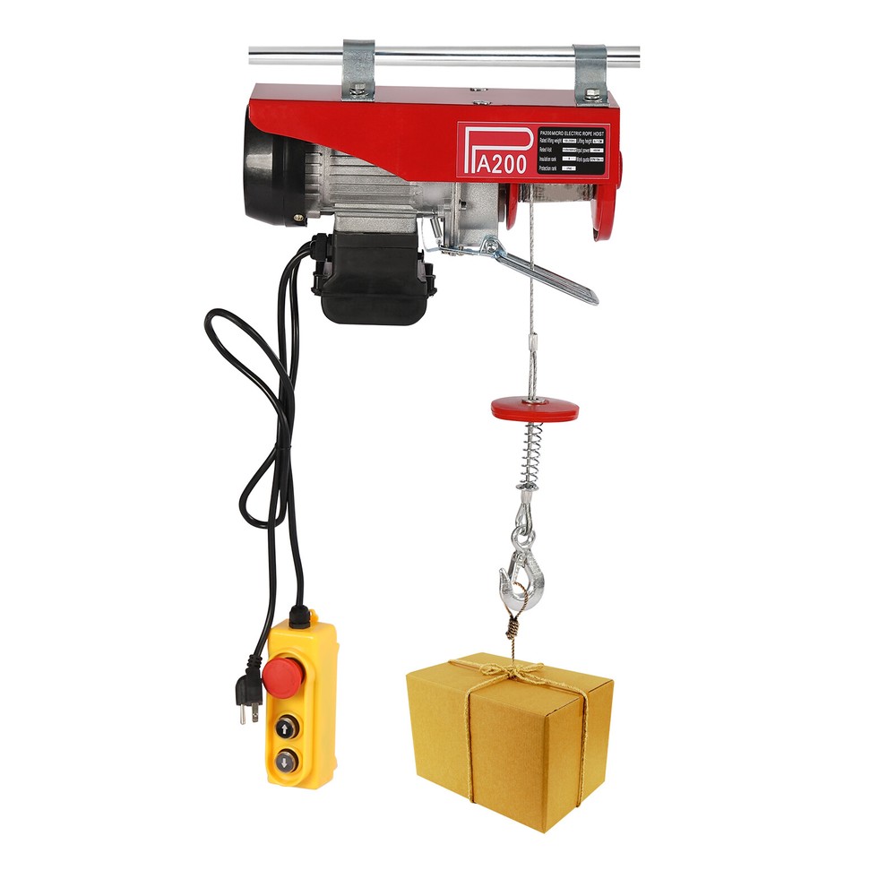 220LBS Electric Hoist Winch Engine Crane with Remote Control 110V