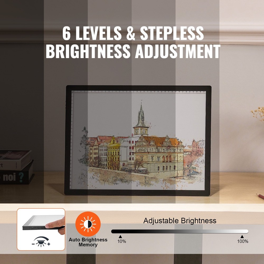 [New]]Light Board, A3 LED Light Pad with 6 Level Dimmable Brightness, Rechargeab