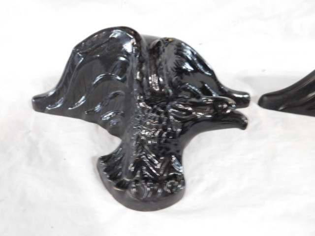 vintage Mid Century Modern ceramic American eagle wall shelfs black decorative