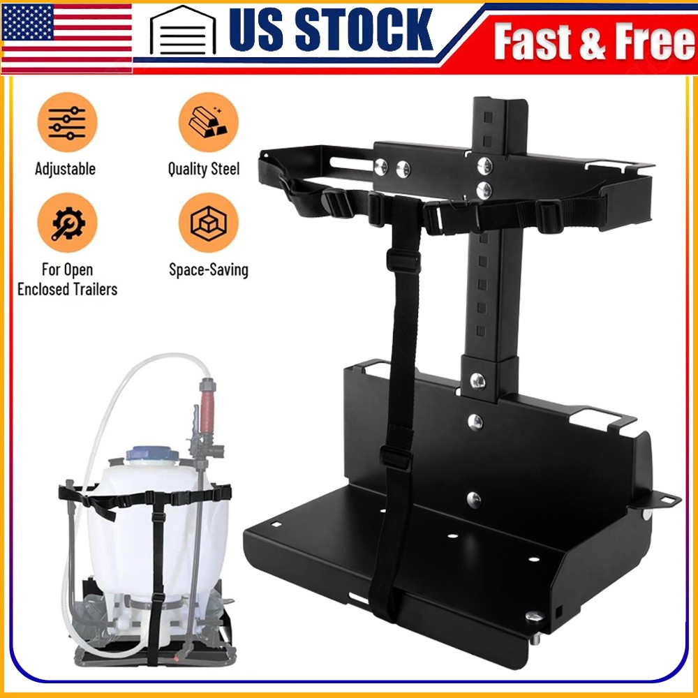 NEW Adjustable Backpack Sprayer Rack Holder For Open or Enclosed Trailers Black