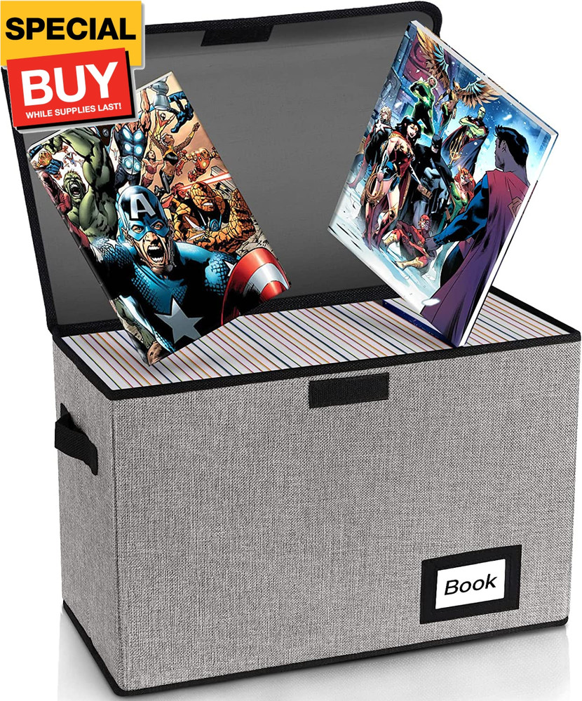 Collection Comic Book Storage Box, 15.8" X 7.8" X 11.8", Collapsible Comic Short