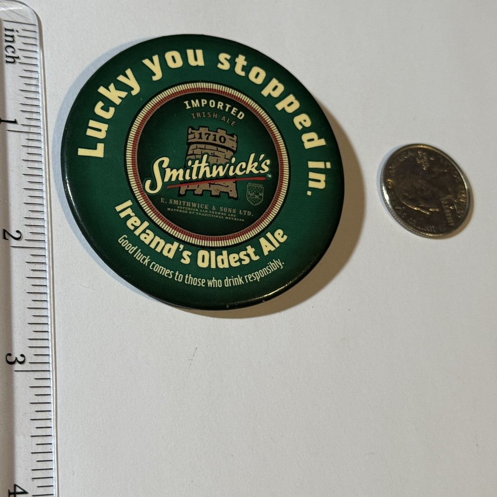 Smithwick’s Ireland’s Oldest Ale Pinback Button VTG