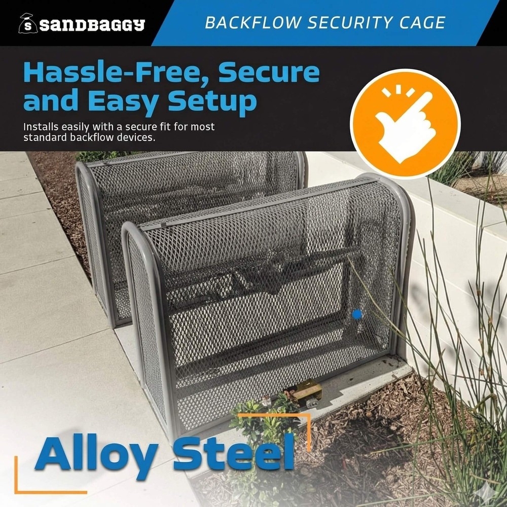 Backflow Security Cage – Backflow Preventer Enclosure (Gray, Medium) - Sandbaggy