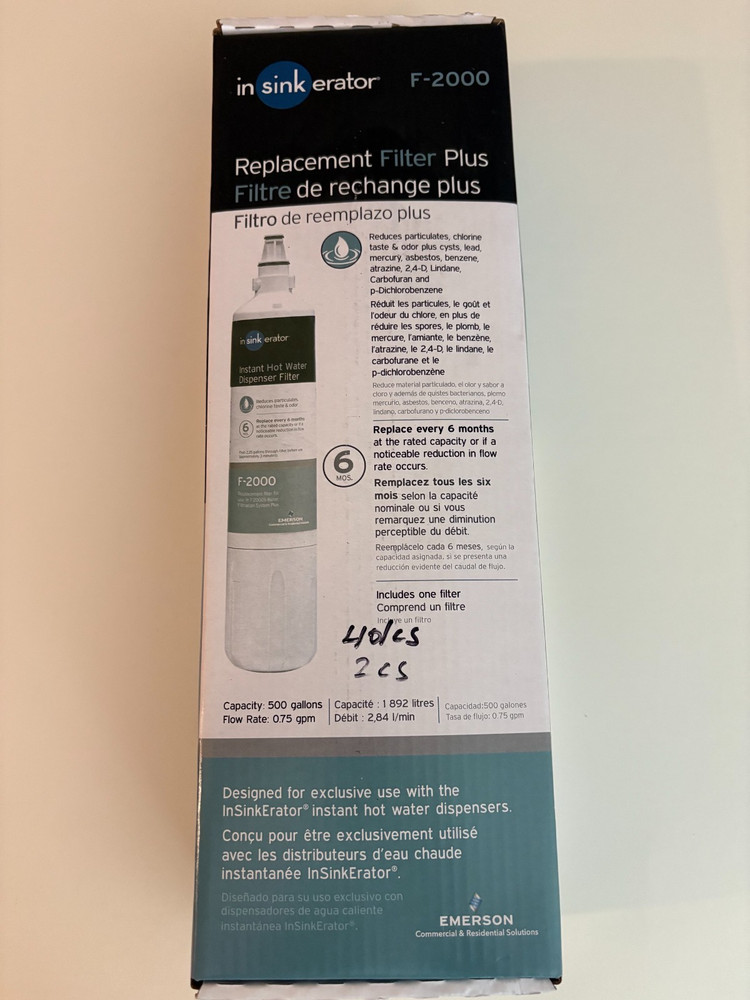 INSINKERATOR F-2000 Under Sink Water Filter Replacement Cartridge for INSINKE...