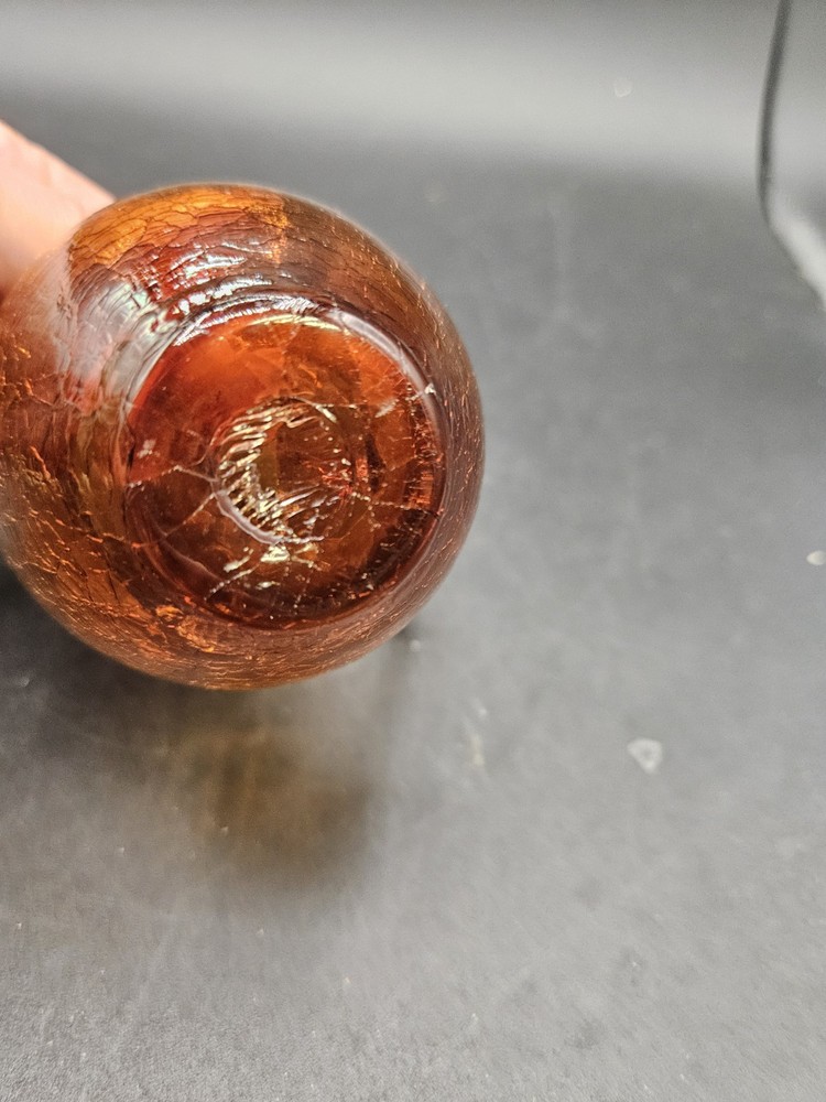 VTG. Mini Crackle Glass Amber Pitcher