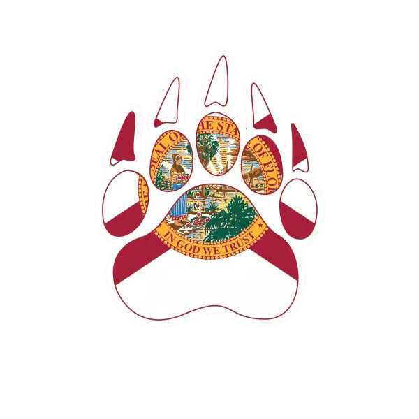 Florida State Shaped Bear Print Sticker Decal