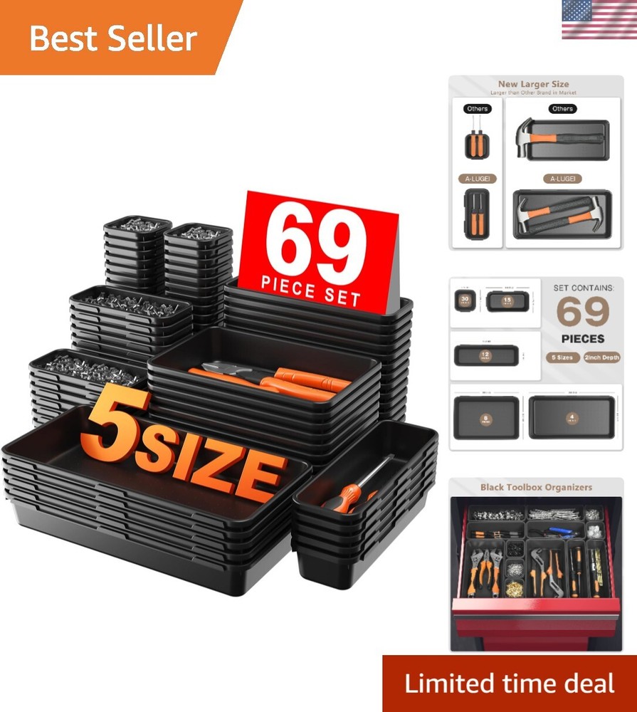 Compact 5 Size Tool Organizers - 69 Pieces Portable Storage for Easy Access