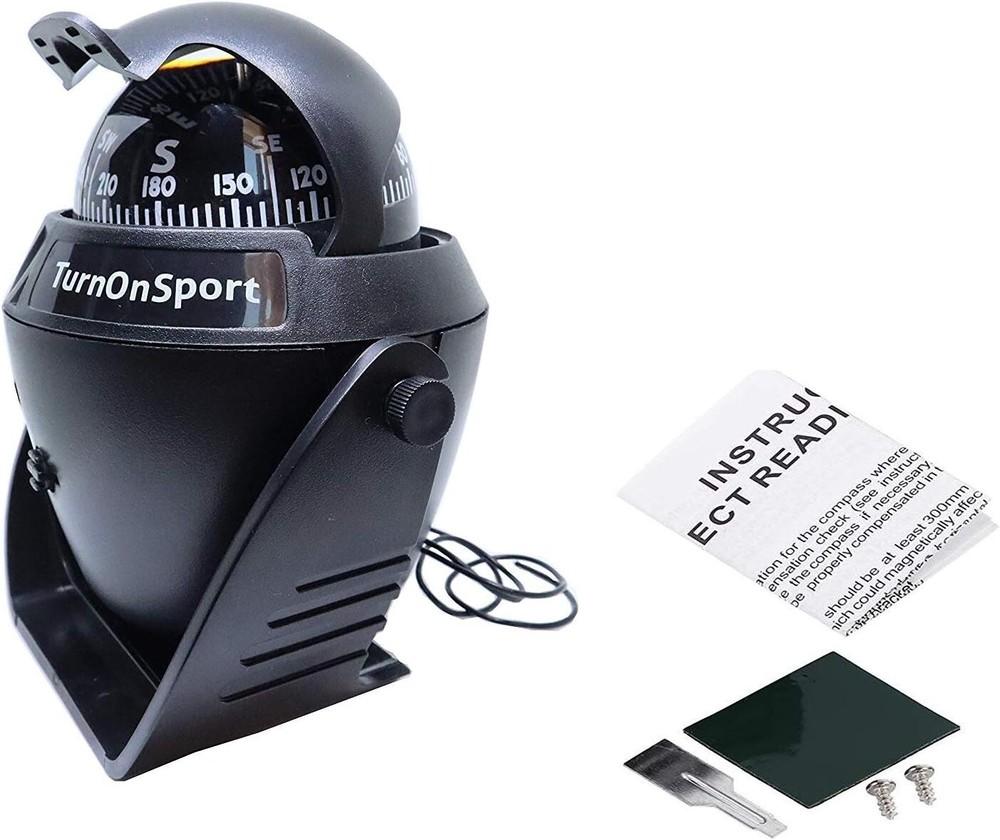 Compact Illuminated Boat Compass with Visible Lubber Line - Easy Installation